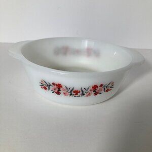 Vintage Fire King Small Milk Glass Casserole Dish Primrose‎ Pattern 2.5 x…